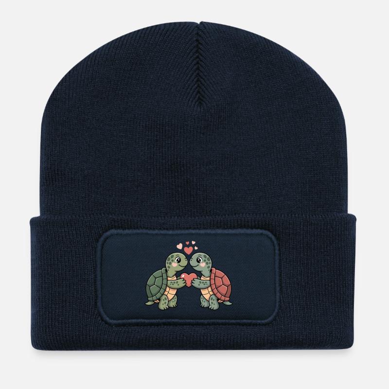 Turtle Couple Valentine's Day - Recycled Patch Beanie - french navy