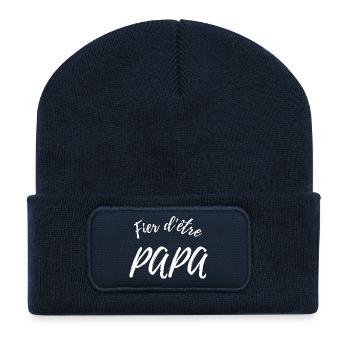 Fier d'être Papa - Beanie recyclé à patch - bleu marine - Devant