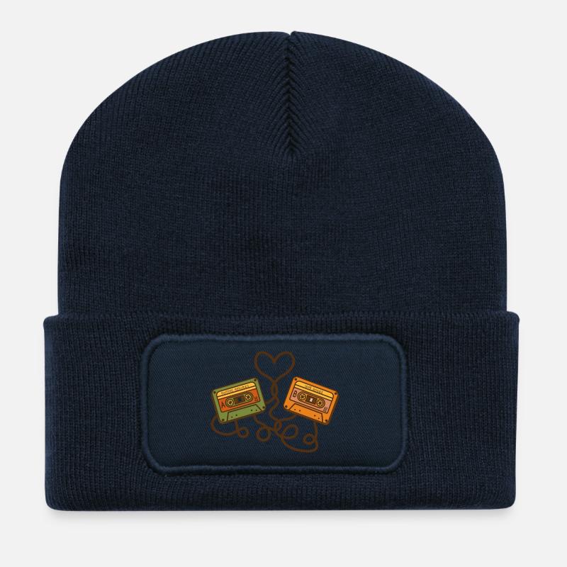 Mixtape Memories – Retro Kassetten  - Recycelte Patch Beanie - French Navy