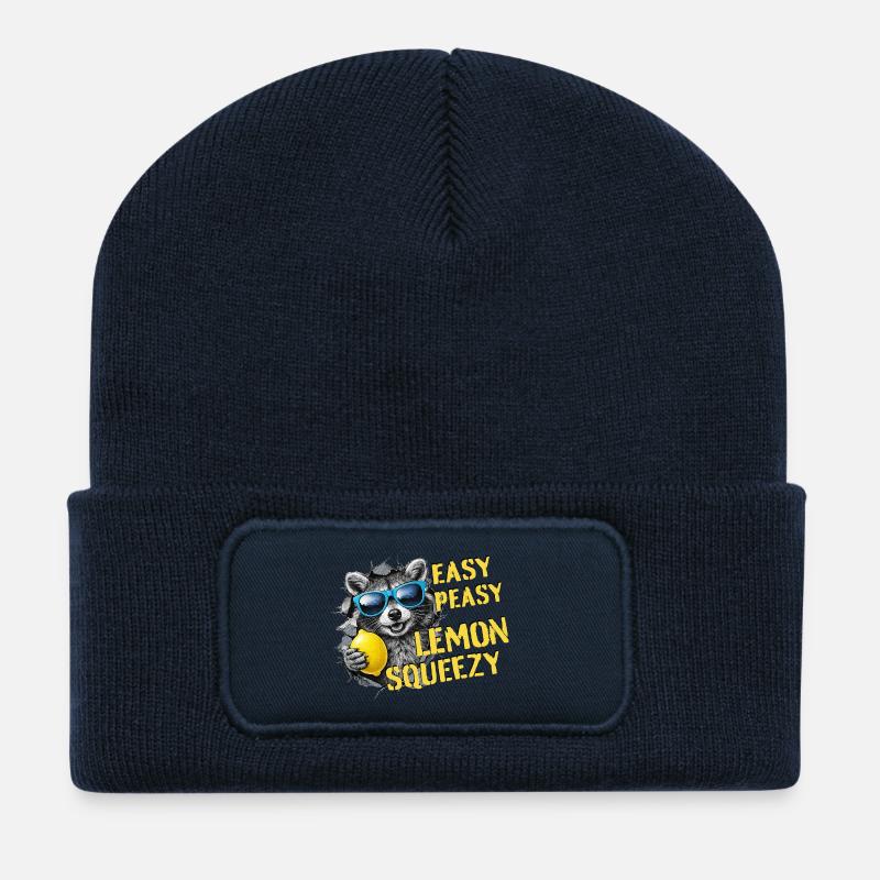 Easy Peasy Lemon Squeezy – Sommer Waschbär - Recycelte Patch Beanie - French Navy