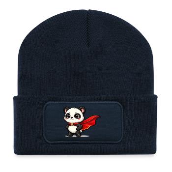 Panda – Petit Super Panda - Beanie recyclé à patch - bleu marine - Devant