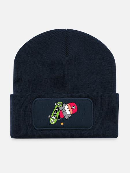 Graphique néon Skate Panda - Beanie recyclé à patch - bleu marine