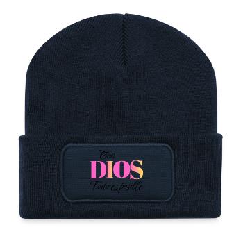 With God All Things Are Possible - Matthew 19:26 Christian A - Recycled Patch Beanie - french navy - Front