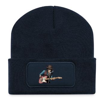 Chanteur blues rock à la guitare électrique - Beanie recyclé à patch - bleu marine - Devant