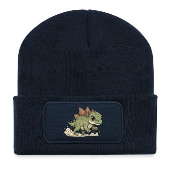 Cheerful Stegosaurus - Recycled Patch Beanie - french navy - Front