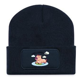 Cute Capybara - Lueur d’eau sur la planche de surf - Beanie recyclé à patch - bleu marine - Devant