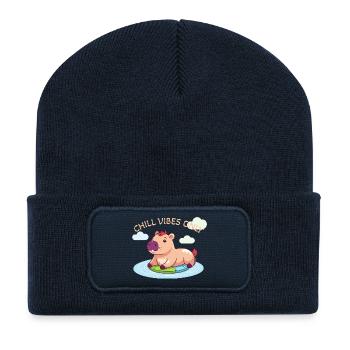 Cute Capybara - Capybara on Surfboard - Recycled Patch Beanie - french navy - Front