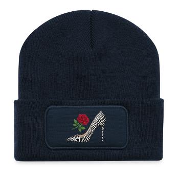 Zebra High Heel Rose - Recycelte Patch Beanie - French Navy - Vorne
