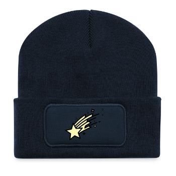 Sternschnuppe Komet Comic - Recycelte Patch Beanie - French Navy - Vorne