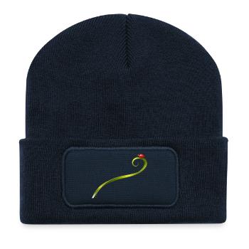 Ladybug on curved blade of grass - Recycled Patch Beanie - french navy - Front