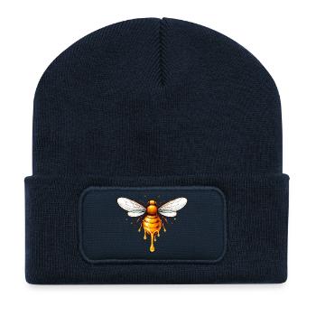 Honey bee motif with dripping honey - Recycled Patch Beanie - french navy - Front