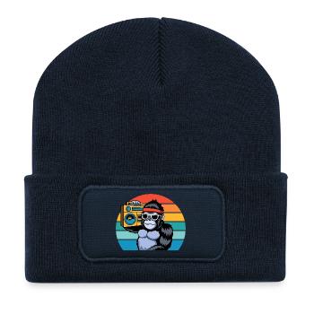 Retro Jungle Vibes for Music & Gorilla Fans - Recycled Patch Beanie - french navy - Front