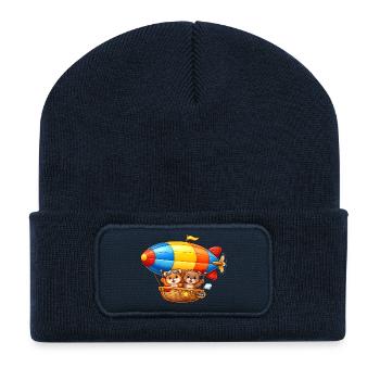 Zeppelin Animals Motif Cartoon Airship - Recycled Patch Beanie - french navy - Front