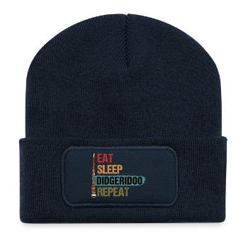 Eat Sleep Didgeridoo Repeat - Recycled Patch Beanie - french navy - Front