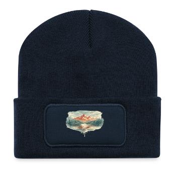 Pastel Mountain Lake - Recycelte Patch Beanie - French Navy - Vorne