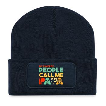 Lieblingsleute nennen mich Papa Darts Master - Recycelte Patch Beanie - French Navy - Vorne