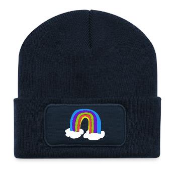 Enfants Arc-en-ciel Enfants Nuages - Beanie recyclé à patch - bleu marine - Devant