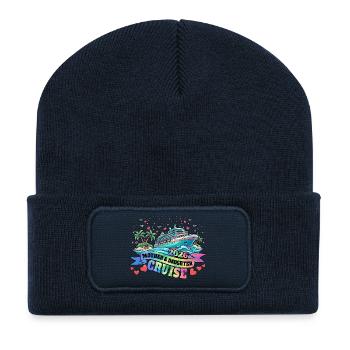 Mutter-Tochter-Kreuzfahrt Familienurlaub - Recycelte Patch Beanie - French Navy - Vorne