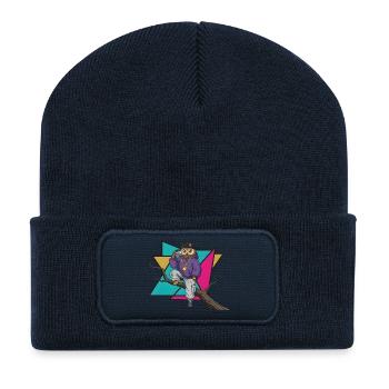 Heavy Metal Rocker Animal Guitar Rock Owl Music - Recycled Patch Beanie - french navy - Front