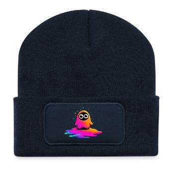 Neon figure on splashes of paint - Recycled Patch Beanie - french navy - Front