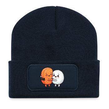 Sushi Hug Lachsreis Japanisches Essen Sushi Hug - Recycelte Patch Beanie - French Navy - Vorne