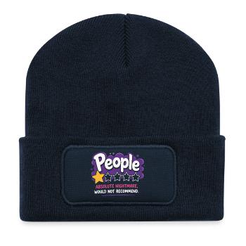 People Absoluter Albtraum Spruch - Recycelte Patch Beanie - French Navy - Vorne