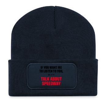 Talk About Speedway Funny Racing Fan Quote - Recycelte Patch Beanie - French Navy - Vorne