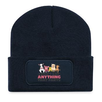 Vegan Humor Fun - Recycled Patch Beanie - french navy - Front