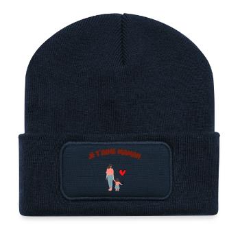 Je t'aime Maman - Beanie recyclé à patch - bleu marine - Devant