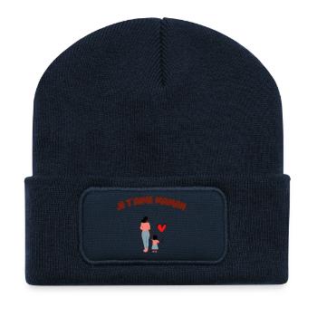Je t'aime maman  - Beanie recyclé à patch - bleu marine - Devant