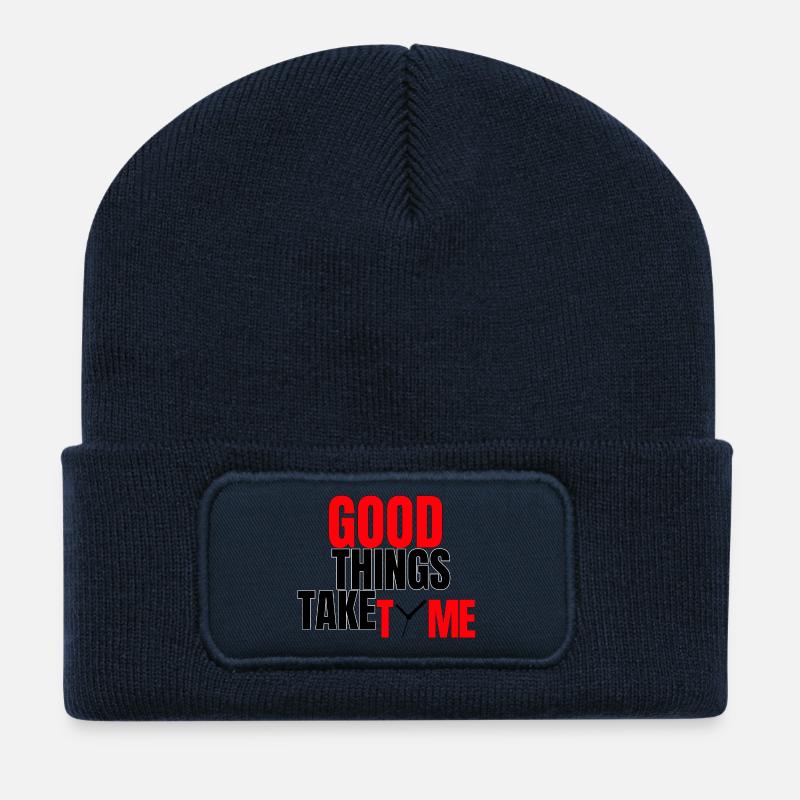 Gute Dinge brauchen Zeit - Recycelte Patch Beanie - French Navy