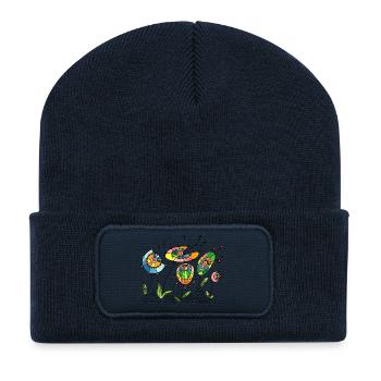 Blumen - Recycelte Patch Beanie - French Navy - Vorne