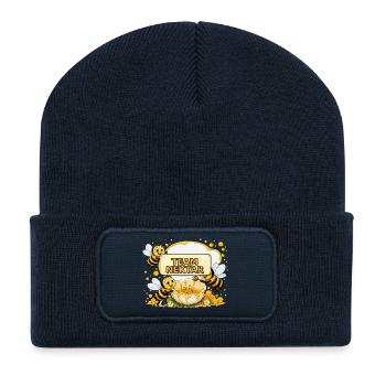 Biene Honig Imker Honigwabe Blumen Wiese Insekt - Recycelte Patch Beanie - French Navy - Vorne