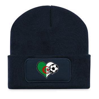 Algerien Flagge Fußball mit Herz - Recycelte Patch Beanie - French Navy - Vorne