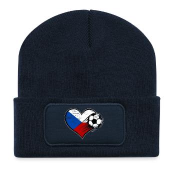 Tschechien Flagge Fußball mit Herz used - Recycelte Patch Beanie - French Navy - Vorne
