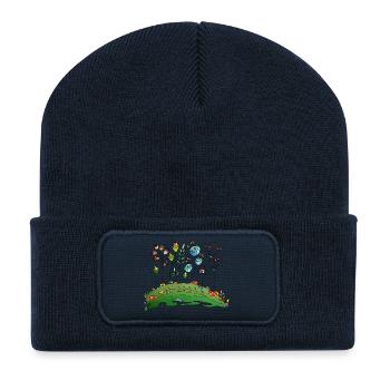 Fleur - Beanie recyclé à patch - bleu marine - Devant
