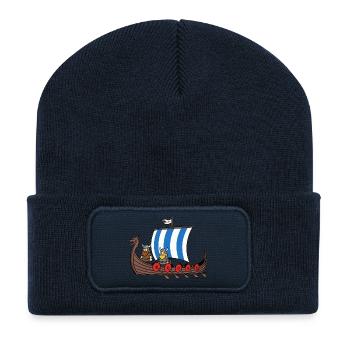Bateau viking - Beanie recyclé à patch - bleu marine - Devant