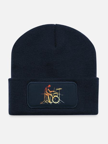 Schlagzeuger Retro Style - Recycelte Patch Beanie - French Navy