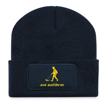Exe Echse ausfuehren Admin Sysadmin Geschenk Gelb - Recycelte Patch Beanie - French Navy - Vorne