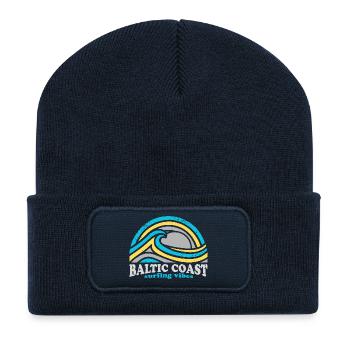 Design des vagues de la côte baltique – Bleu océan - Beanie recyclé à patch - bleu marine - Devant