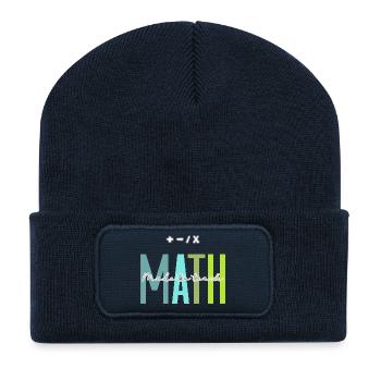Les mathématiques conçues pour enseigner le design des enseignants de mathématiques - Beanie recyclé à patch - bleu marine - Devant