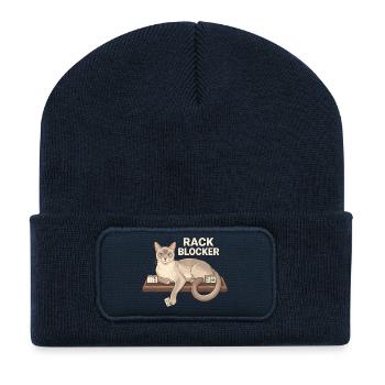 Mahjong Rack Blocker Katze - Recycelte Patch Beanie - French Navy - Vorne