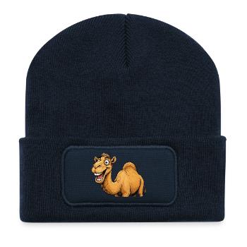 Dessin animé du chameau rieur - Beanie recyclé à patch - bleu marine - Devant