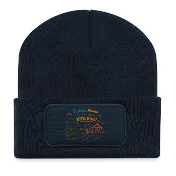 KitaKind Abschied von Mama - Recycelte Patch Beanie - French Navy - Vorne