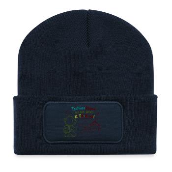 Kita-Kind Abschiedsgruß - Recycelte Patch Beanie - French Navy - Vorne