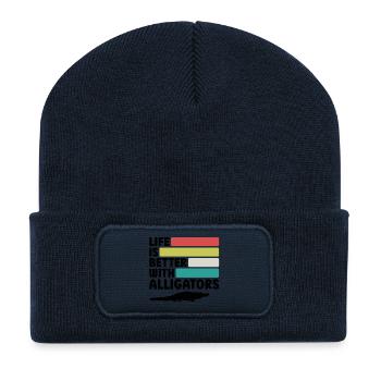 Alligator Retro Reptilienfan - Recycelte Patch Beanie - French Navy - Vorne