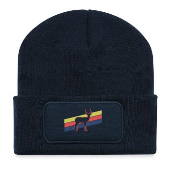 Antilope Retro Streifen – Safari Wildtier - Recycelte Patch Beanie - French Navy - Vorne