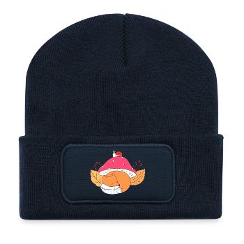 Süßer Fuchs schläft unter Pilz Herbst - Recycelte Patch Beanie - French Navy - Vorne