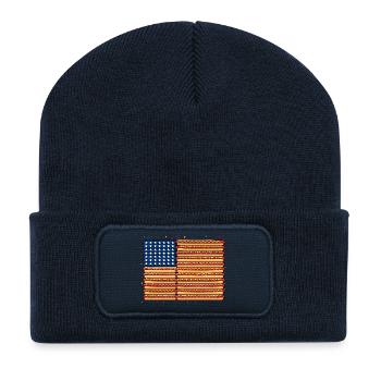  Amerikanische Flagge Aus Hotdogs Für Grillfans - Recycelte Patch Beanie - French Navy - Vorne