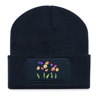Flowers - Recycled Patch Beanie - french navy - Front